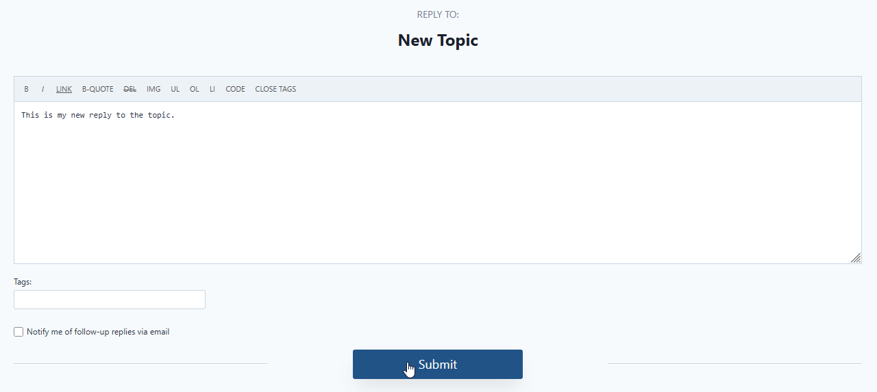 Creating a new topic or reply in bbPress forum