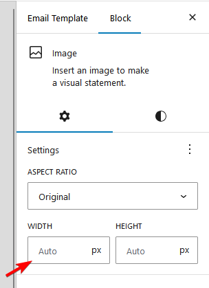 Email image block width settings configuration in Pretty Email