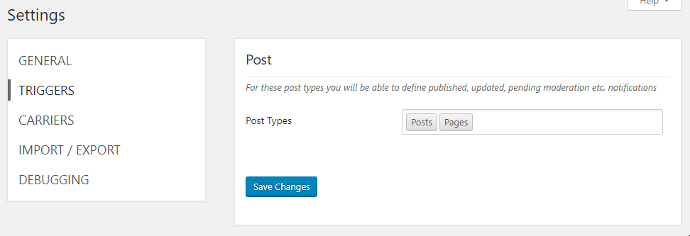 Enabling Custom Post Type support in Notification plugin