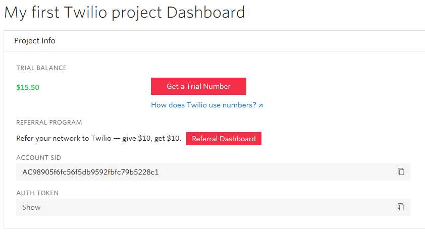 Twilio Dashboard
